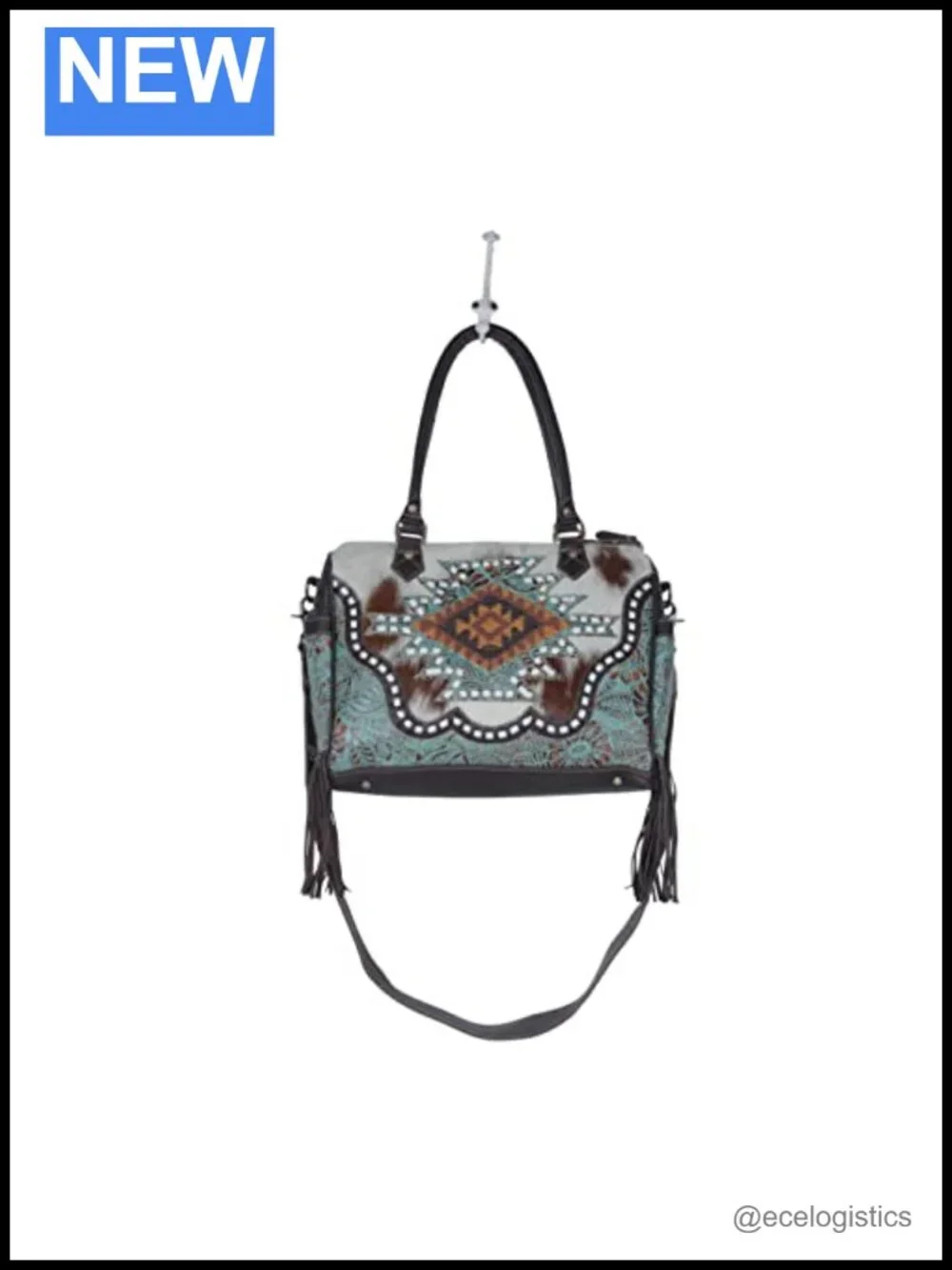 Myra Bag Flamenco Hobo Leather Shoulder Bag with Clasp Closure